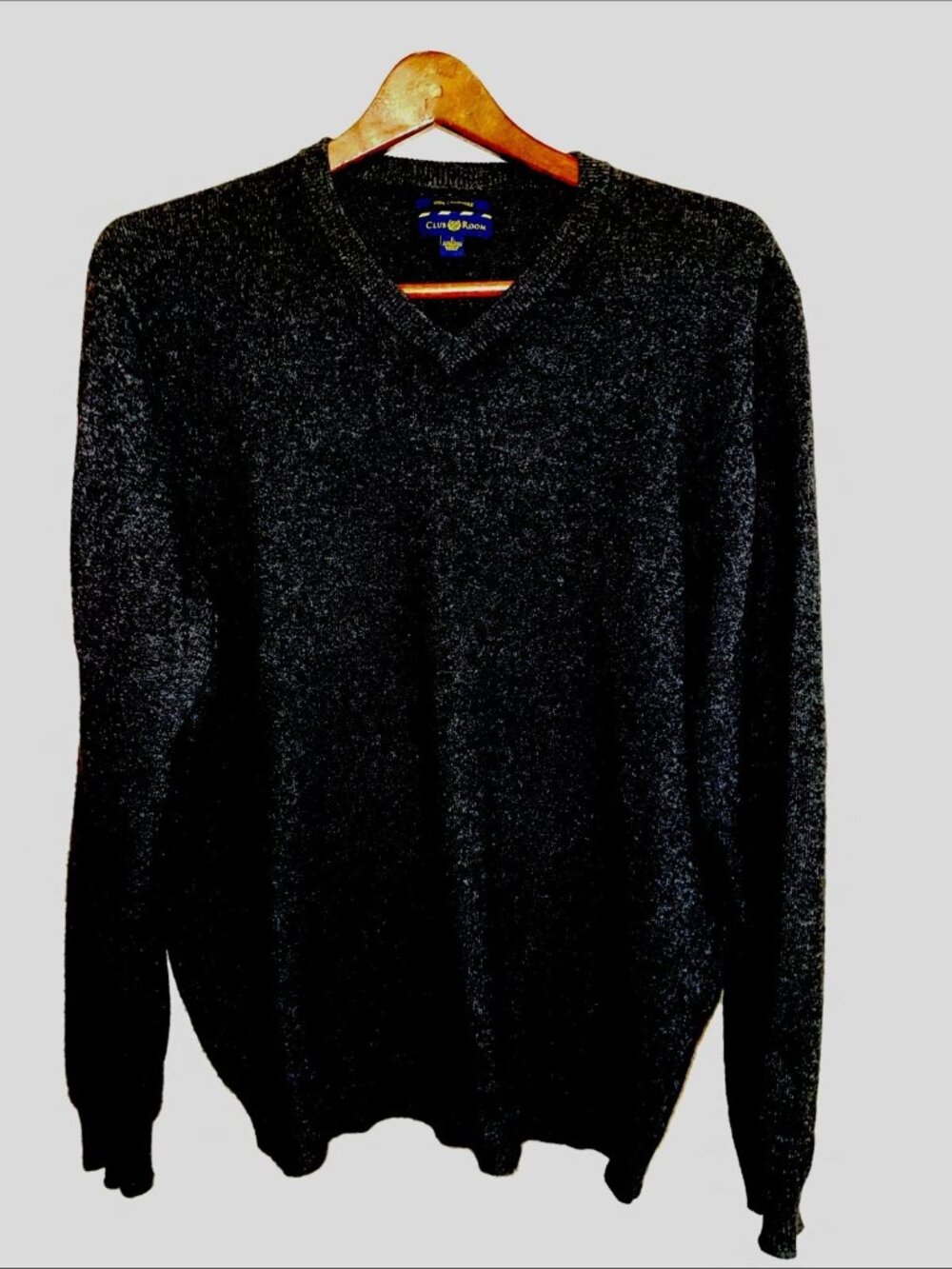 Club Room 100% Cashmere Sweater - Mens Sz L- Black V-Neck Long Sleeve Academia